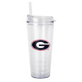 Logo Brands Georgia 22Oz Flipside Dbl Wall Clear Tumbler 142-Pd22ct-34 Georgia Bulldogs