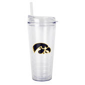 Logo Brands Iowa 22Oz Flipside Dbl Wall Clear Tumbler 155-Pd22ct-34 Iowa Hawkeyes