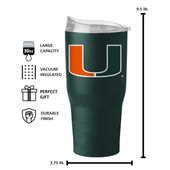 Logo Brands Miami 30Oz Flipside Powder Coat Tumbler 169-S30pt-34 Miami Hurricanes