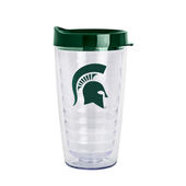 Logo Brands Michigan State 16Oz Flipside Dbl Wall Clear Tumbler 172-Pd16ct-34 Michigan State Spartan