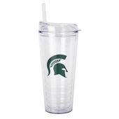 Logo Brands Michigan State 22Oz Flipside Dbl Wall Clear Tumbler 172-Pd22ct-34 Michigan State Spartan