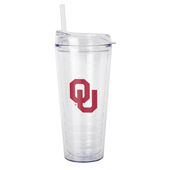Logo Brands Oklahoma 22Oz Flipside Dbl Wall Clear Tumbler 192-Pd22ct-34 Oklahoma Sooners
