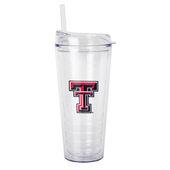 Logo Brands Texas Tech 22Oz Flipside Dbl Wall Clear Tumbler 220-Pd22ct-34 Texas Tech Red Raiders