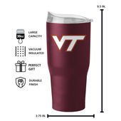 Logo Brands Virginia Tech 30Oz Flipside Powder Coat Tumbler 235-S30pt-34 Virginia Tech Hokies