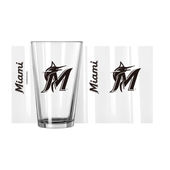 Logo Brands Miami Marlins 16Oz Gameday Pint Glass 512-G16p-1 Miami Marlins