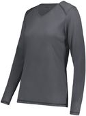 Womens Super Soft-Spun Long Sleeve Tag Free V-Neck Tee IRON Primary