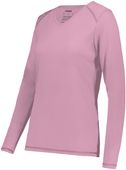 Womens Super Soft-Spun Long Sleeve Tag Free V-Neck Tee DUSTY ROSE Primary