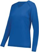 Womens Super Soft-Spun Long Sleeve Tag Free V-Neck Tee ROYAL Primary