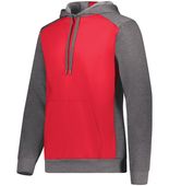 Adult Three-Season Fleece Athletic Pullover 3 Panel Hoodie SCARLET/CARBON HEATHER Primary