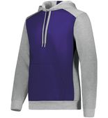 Adult Three-Season Fleece Athletic Pullover 3 Panel Hoodie PURPLE/GREY HEATHER Primary