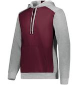 Adult Three-Season Fleece Athletic Pullover 3 Panel Hoodie MAROON/GREY HEATHER Primary