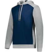 Adult Three-Season Fleece Athletic Pullover 3 Panel Hoodie NAVY/GREY HEATHER Primary