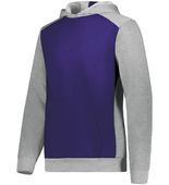 Youth Three-Season Fleece Athletic Pullover 3 Panel Hoodie PURPLE/GREY HEATHER Primary