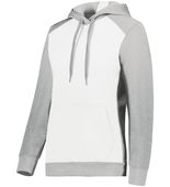 Ladies Three-Season Fleece Athletic Pullover 3-Panel Hoodie WHITE/GREY HEATHER Primary