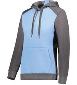 Ladies Three-Season Fleece Athletic Pullover 3-Panel Hoodie COLUMBIA BLUE/CARBON HEATHER Primary