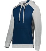 Ladies Three-Season Fleece Athletic Pullover 3-Panel Hoodie NAVY/GREY HEATHER Primary