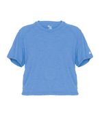 Badger Ladies Tri-Blend Crop Tee 496300 COLUMBIA BLUE HEATHER (BA) Primary
