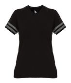 Badger Ladies Tri-Blend Fan Tee 496700 BLACK/GRAPHITE HEATHER (BA) Primary
