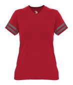 Badger Ladies Tri-Blend Fan Tee 496700 RED/GRAPHITE HEATHER (BA) Primary