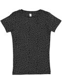 LAT Sportswear Girls Longer Length T-Shirts BLACK LEOPARD Primary