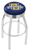 Marquette Univ Ribbed Ring Black/Chrome Bar Stool