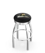 Wright State U Ribbed Ring Black/Chrome Bar Stool