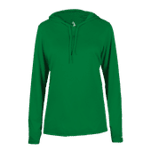 Badger Ladies' B-Core Long Sleeve Hood Tee KELLY GREEN Front