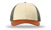 Richardson 115 Low Pro Mesh Back Trucker Cap CREAM/LODEN/DARK ORANGE Front