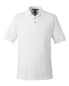 Harriton Mens Ringspun Cotton Pique Polo WHITE Pocket