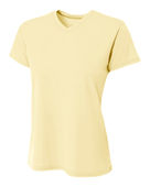 A4 Women's V-Neck Sprint Tee LT YELLOW Front