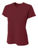 A4 Women's V-Neck Sprint Tee MAROON Front