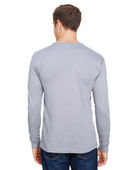 Bayside Unisex Union-Made LS Pocket Crew Tee DARK ASH Back