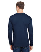 Bayside Unisex Union-Made LS Pocket Crew Tee NAVY Back
