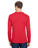 Bayside Unisex Union-Made LS Pocket Crew Tee RED Back