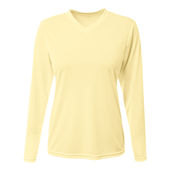 A4 Womens Sprint L/S Performance Tee LT YELLOW Front