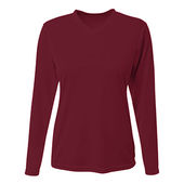 A4 Womens Sprint L/S Performance Tee MAROON Front
