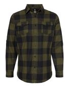 Burnside Men's Plaid Flannel Shirt B8210 ARMY/ BLACK Pocket