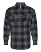 Burnside Men's Plaid Flannel Shirt B8210 CHARCOAL/ BLACK BUFFALO Pocket