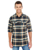 Burnside Men's Plaid Flannel Shirt B8210 DARK KHAKI Pocket