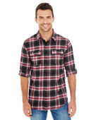 Burnside Men's Plaid Flannel Shirt B8210 RED Pocket