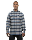 Burnside Men's Plaid Flannel Shirt B8210 GREY/ BLUE Pocket