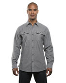 Burnside Men's Solid Flannel Shirt BU8200 HEATHER GREY Pocket