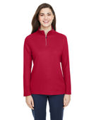 Core 365 Ladies' Fusion ChromaSoft Pique Quarter-Zip CE405W CLASSIC RED Pocket