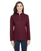 Core 365 Ladies' Fusion ChromaSoft Pique Quarter-Zip CE405W BURGUNDY Pocket