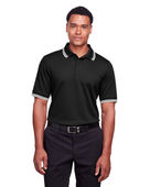 Devon & Jones Men's CrownLux Performance Plaited Tipped Polo DG20C BLACK/ WHITE Pocket