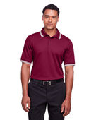 Devon & Jones Men's CrownLux Performance Plaited Tipped Polo DG20C BURGUNDY/ WHITE Pocket
