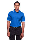 Devon & Jones Men's CrownLux Performance Plaited Tipped Polo DG20C FRENCH BLU/ WHT Pocket