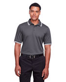Devon & Jones Men's CrownLux Performance Plaited Tipped Polo DG20C GRAPHITE/ WHITE Pocket