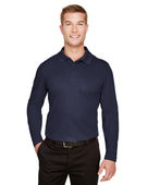 Devon & Jones CrownLux Performance Men's Tall Plaited Long Sleeve Polo DG20LT NAVY Pocket