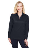 Devon & Jones CrownLux Performance Ladies' Plaited Long Sleeve Polo DG20LW BLACK Pocket